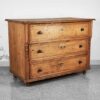 Cómoda madera decapada antigua de madera maciza de pino con tres cajones (c.1920) - Imagen 5
