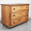Cómoda madera decapada antigua de madera maciza de pino con tres cajones (c.1920) - Imagen 2