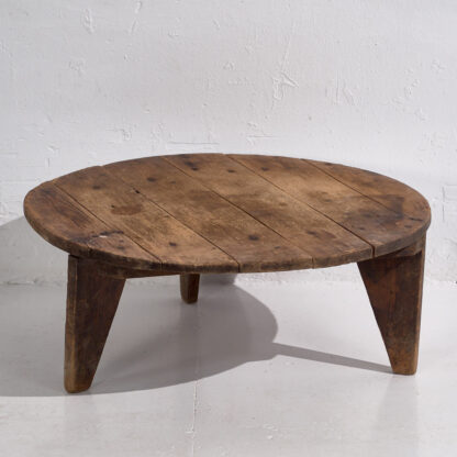 Mesa de centro redonda antigua de madera maciza (c.1920)