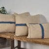 Cojín de lino antiguo de rayas azules - Imagen 4