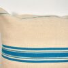 Antique linen turquoise blue striped cushion - Image 7