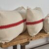 Antique red striped linen cushion - Image 6