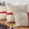 Antique red striped linen cushion - Image 3
