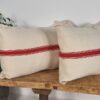 Antique red striped linen cushion - Image 5
