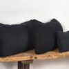 Coussin en lin ancien bleu foncé – Image 3