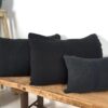 Coussin en lin ancien bleu foncé – Image 4
