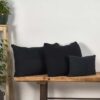 Coussin en lin ancien bleu foncé – Image 5