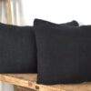 Coussin en lin ancien bleu foncé – Image 6