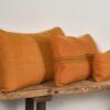 Cojín de lino antiguo de color naranja - Imagen 5