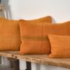 Cojín de lino antiguo de color naranja - Imagen 4