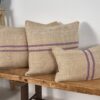 Coussins en lin ancien à rayures lilas – Image 4