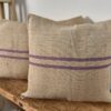 Coussins en lin ancien à rayures lilas – Image 5