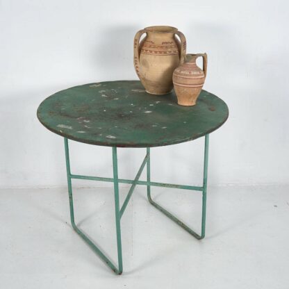 Mesa redonda de jardín color verde (c.1950)