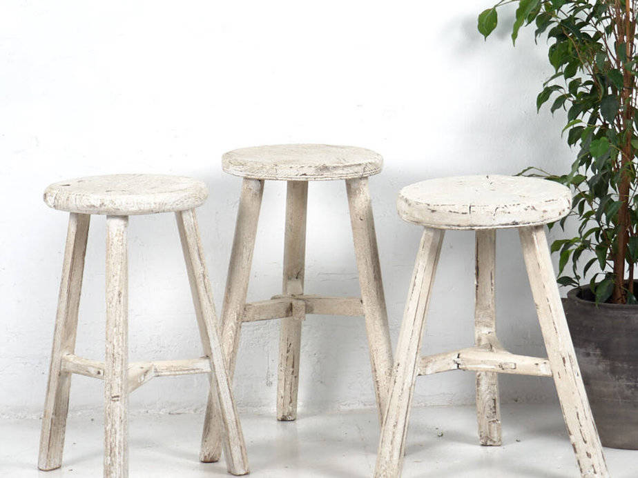 White wood deals stool