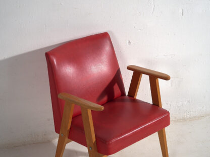 Sillón rojo vintage con reposabrazos (c.1960) - Imagen 3