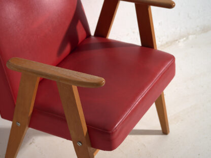 Sillón rojo vintage con reposabrazos (c.1960) - Imagen 4