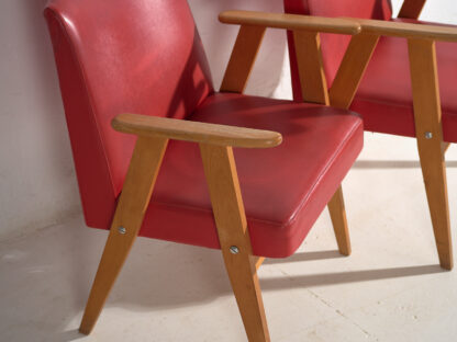 Sillones de estilo vintage color rojo (c.1960). Conjunto de 2 piezas - Imagen 4