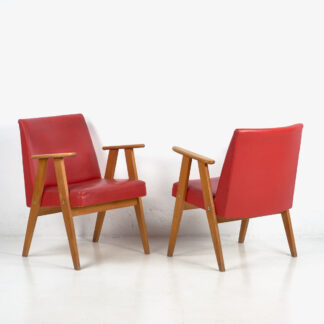 Sillones de estilo vintage color rojo (c.1960). Conjunto de 2 piezas