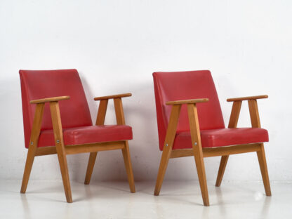 Sillones de estilo vintage color rojo (c.1960). Conjunto de 2 piezas