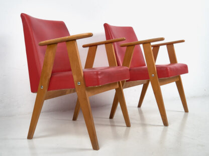 Sillones de estilo vintage color rojo (c.1960). Conjunto de 2 piezas