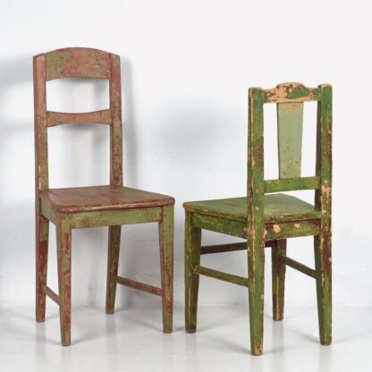 Sillas de comedor de estilo vintage de colores (c.1950). Conjunto de 4 piezas