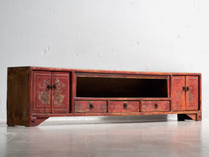 Antiguo mueble TV de estilo oriental color rojo (c.1920)