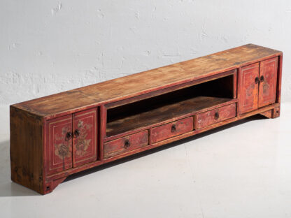 Antiguo mueble TV de estilo oriental color rojo (c.1920)