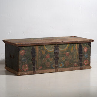 Antique green trunk with floral motifs (c.1920) #42