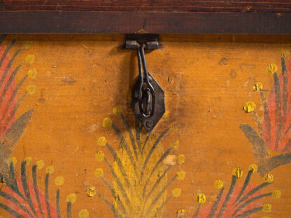 Antique orange trunk with drawings of little girls (c. 1920) #77