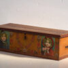 Antique orange trunk with drawings of little girls (c. 1920) #77