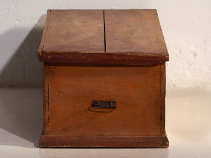 Antique orange trunk with drawings of little girls (c. 1920) #77