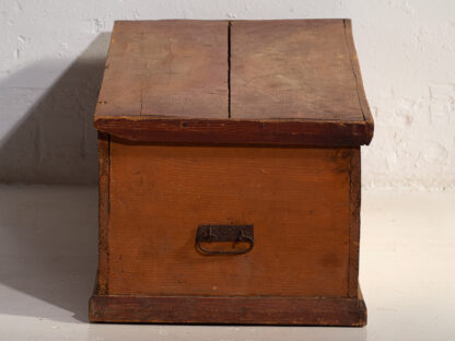 Antique orange trunk with drawings of little girls (c. 1920) #77