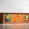 Antique orange trunk with drawings of little girls (c. 1920) #77