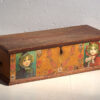 Antique orange trunk with drawings of little girls (c. 1920) #77