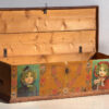 Antique orange trunk with drawings of little girls (c. 1920) #77