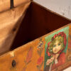 Antique orange trunk with drawings of little girls (c. 1920) #77