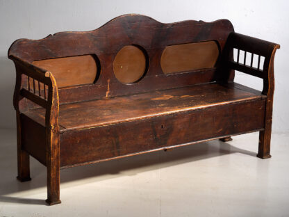 Ancien banc de rangement marron (c.1920) #40