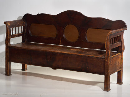 Ancien banc de rangement marron (c.1920) #40