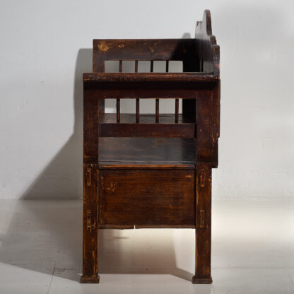 Ancien banc de rangement marron (c.1920) #40