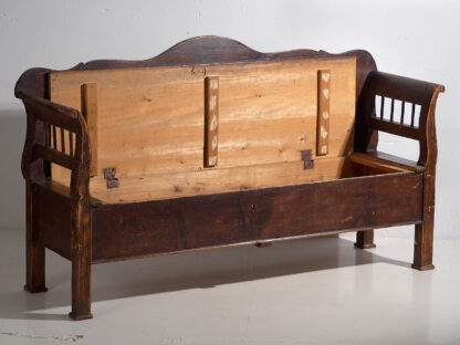 Ancien banc de rangement marron (c.1920) #40