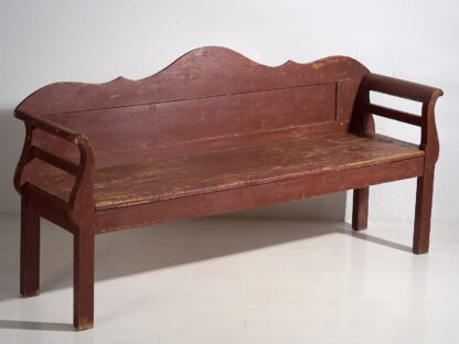 Large antique garnet red bench (c.1920) #25