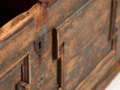 Antique wooden trunk with pearl gray patina (c.1920)