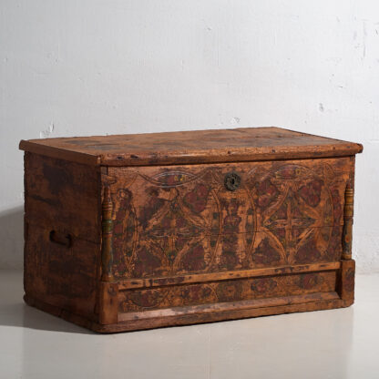 Antique wooden trunk with floral motifs (c.1920) #13