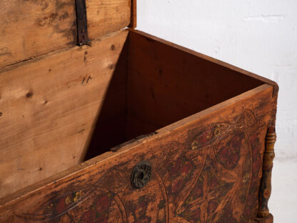 Antique wooden trunk with floral motifs (c.1920) #13