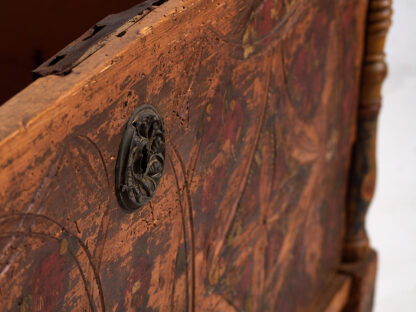 Antique wooden trunk with floral motifs (c.1920) #13