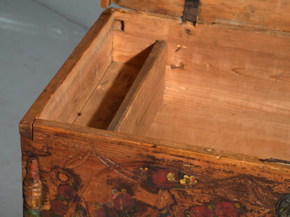 Antique wooden trunk with floral motifs (c.1920) #13