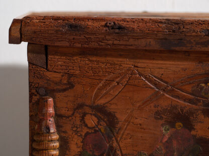 Antique wooden trunk with floral motifs (c.1920) #13