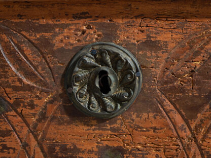 Antique wooden trunk with floral motifs (c.1920) #13