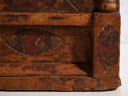 Antique wooden trunk with floral motifs (c.1920) #13