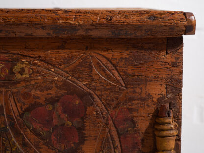 Antique wooden trunk with floral motifs (c.1920) #13